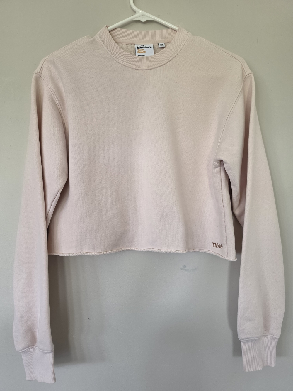 TNA Sweatfleece Terry Fleece Perfect Fit Cropped Crewneck Light Pink XXS